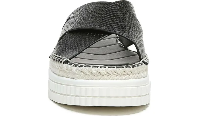 Sandals Women Franco Sarto Franco Barb Platform Slide Sandal Black Faux Leather