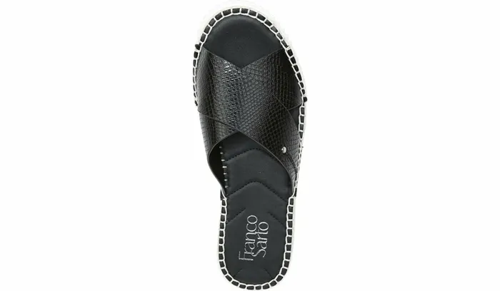 Sandals Women Franco Sarto Franco Barb Platform Slide Sandal Black Faux Leather