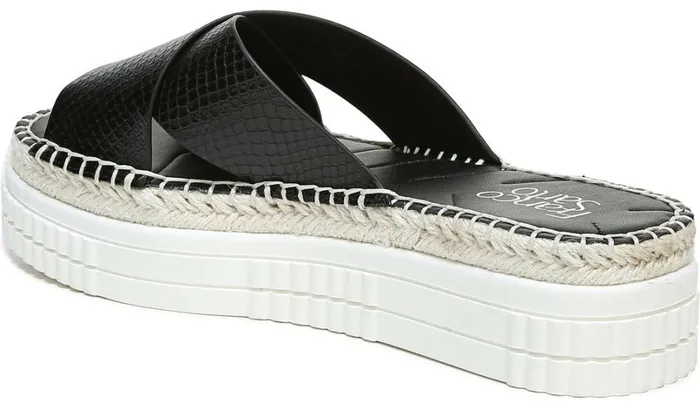 Sandals Women Franco Sarto Franco Barb Platform Slide Sandal Black Faux Leather