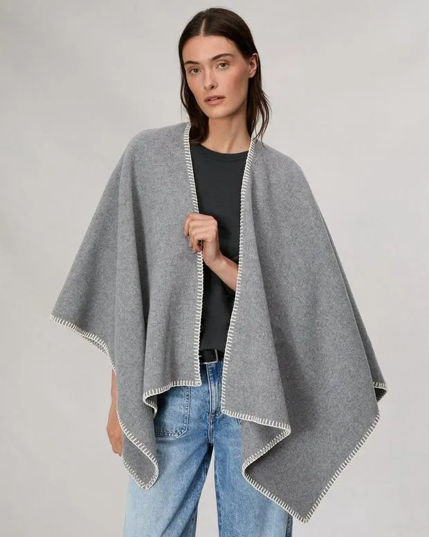 Scarves and Ponchos Women Rag and Bone Ingrid Wool Poncho Mid Grey