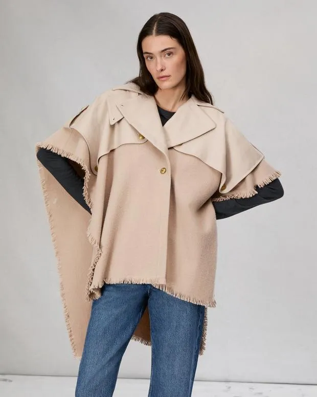 Scarves and Ponchos Women Rag and Bone Wool Trench Poncho Biscuit