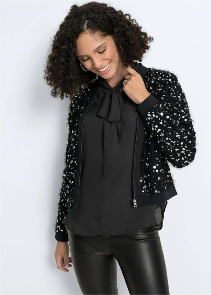 SEQUIN BOMBER JACKET Black Women VENUS Jackets