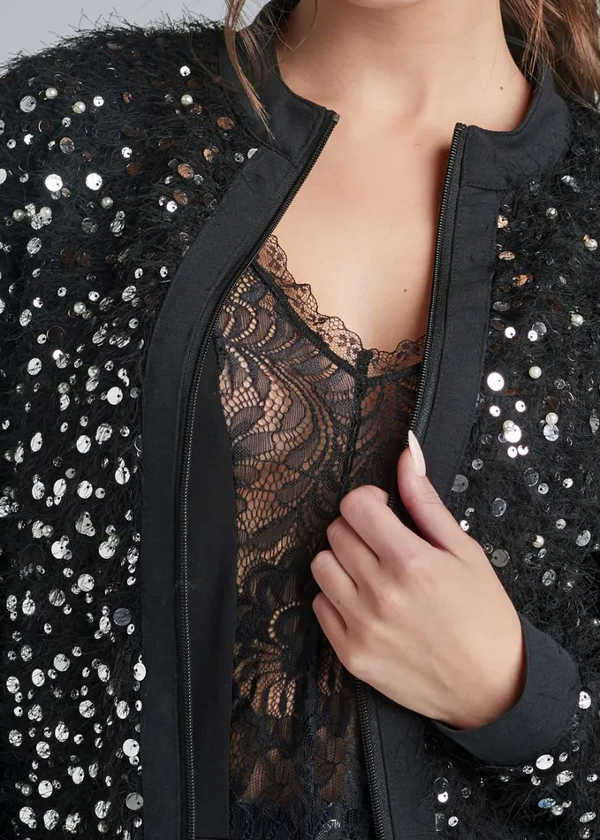 SEQUIN BOMBER JACKET Black Women VENUS Jackets