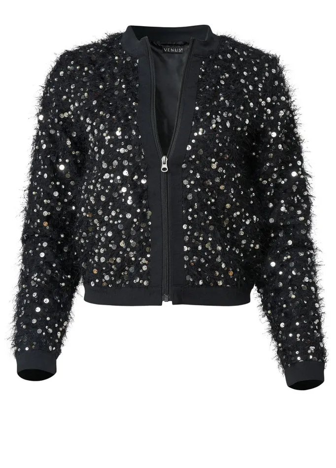 SEQUIN BOMBER JACKET Black Women VENUS Jackets