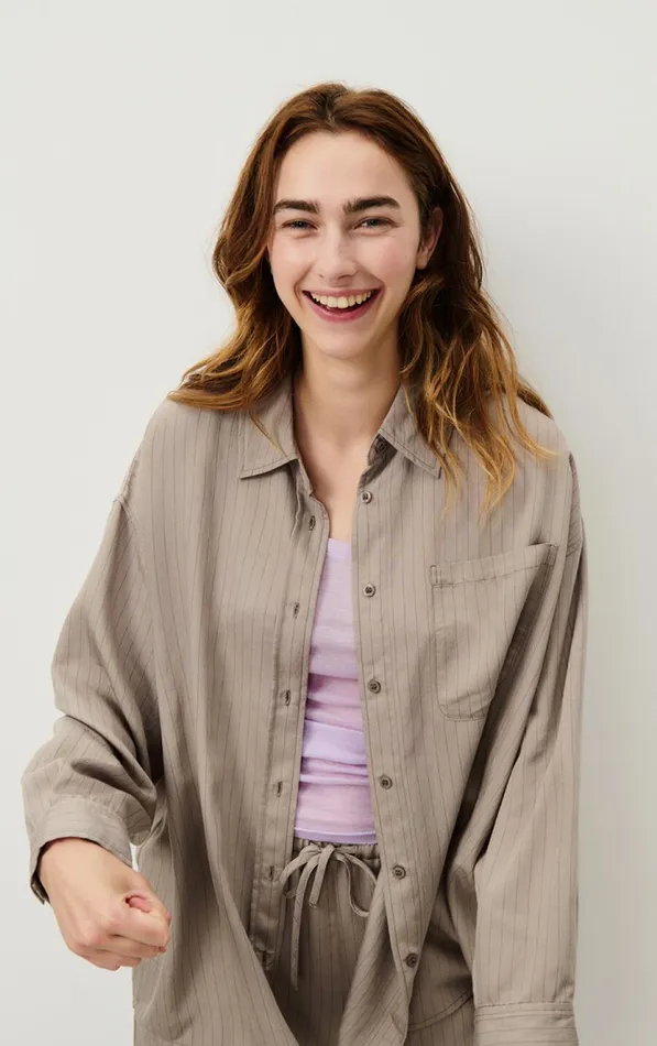 Shirt Okyrow Striped Beaver Women American Vintage Shirts