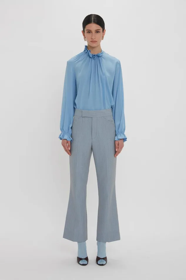 Shirts and Tops Women Victoria Beckham Exclusive Ruffle Neck Blouse In Cornflower Blue Shirts and Tops Women Victoria Beckham Exclusive Ruffle Neck Blouse In Cornflower Blue