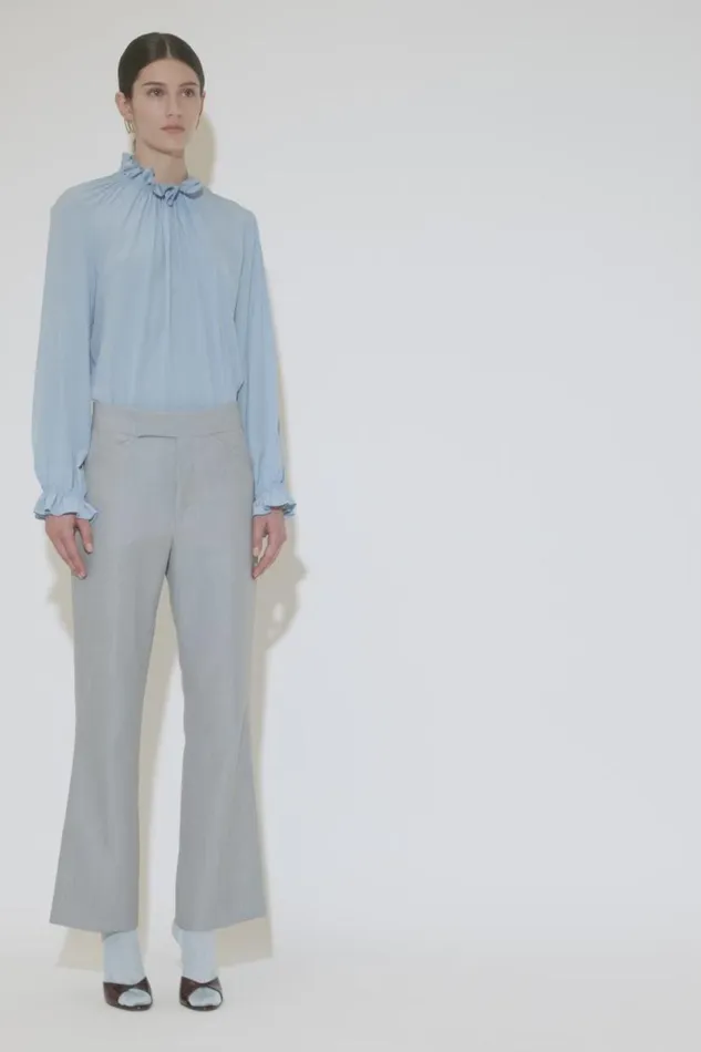 Shirts and Tops Women Victoria Beckham Exclusive Ruffle Neck Blouse In Cornflower Blue