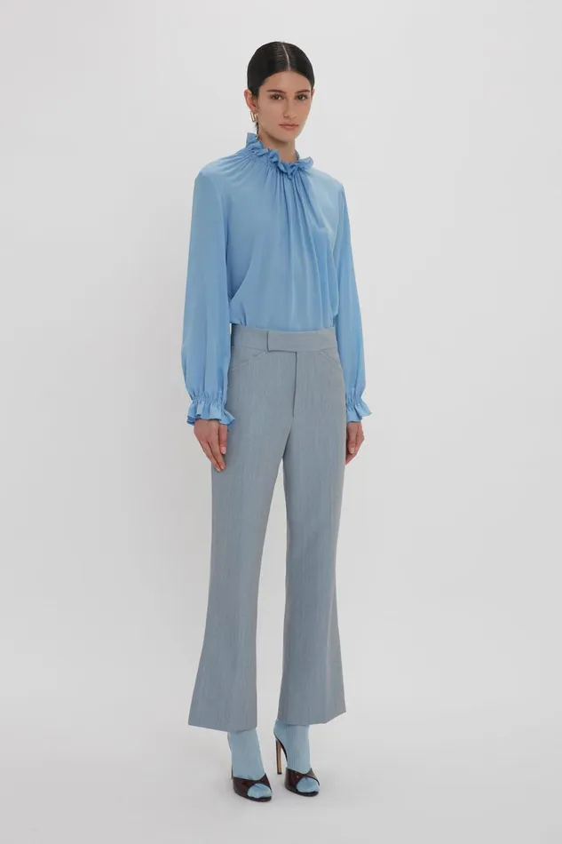 Shirts and Tops Women Victoria Beckham Exclusive Ruffle Neck Blouse In Cornflower Blue