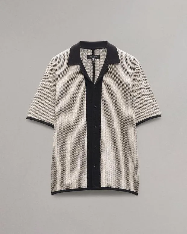 Shirts Men Rag and Bone Harvey Knit Camp Shirt Light Tan
