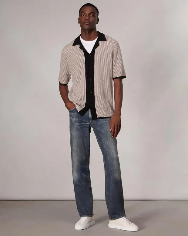 Shirts Men Rag and Bone Harvey Knit Camp Shirt Light Tan
