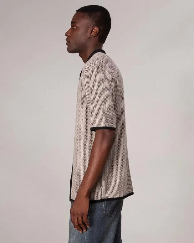 Shirts Men Rag and Bone Harvey Knit Camp Shirt Light Tan