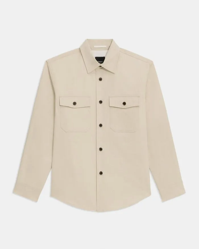 Shirts Men Theory Garvin Shirt Jacket In Organic Cotton New Sand Shirts Men Theory Garvin Shirt Jacket In Organic Cotton New Sand