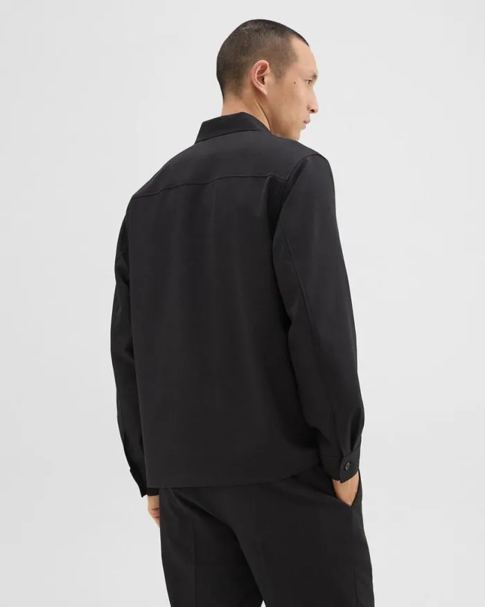 Shirts Men Theory Overshirt In WoolBlend Twill Black Shirts Men Theory Overshirt In WoolBlend Twill Black