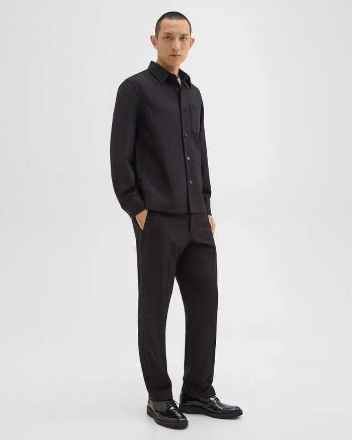 Shirts Men Theory Overshirt In WoolBlend Twill Black Shirts Men Theory Overshirt In WoolBlend Twill Black