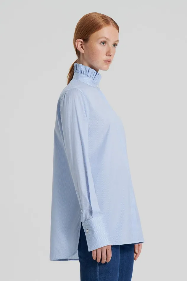 Shirts Women Scanlan Theodore STRIPE RUFFLE SHIRT Blue