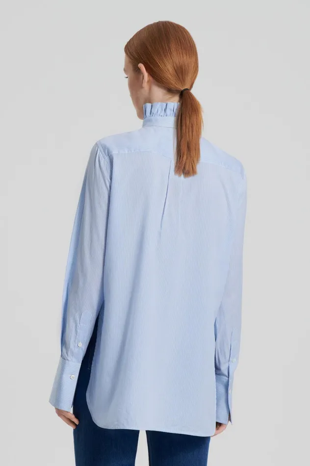 Shirts Women Scanlan Theodore STRIPE RUFFLE SHIRT Blue