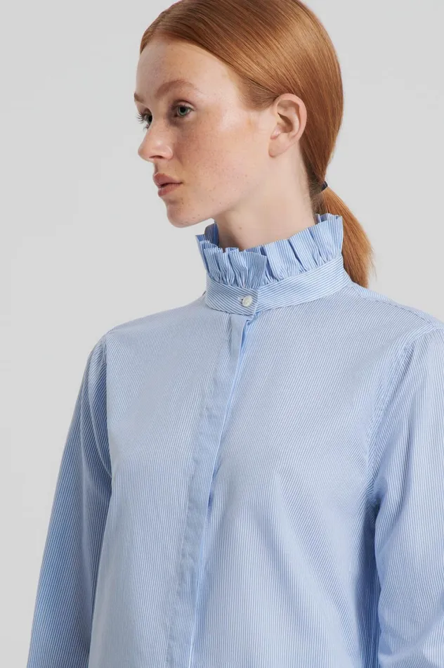 Shirts Women Scanlan Theodore STRIPE RUFFLE SHIRT Blue