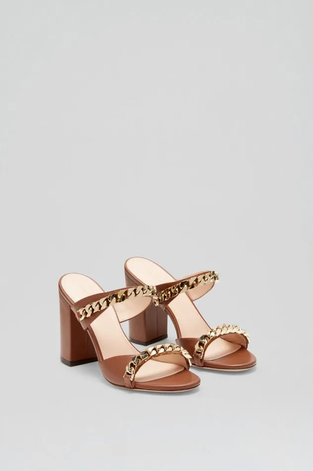 Shoes Women Scanlan Theodore SANDAL WITH CHAINS DETAIL 95 Cocoa