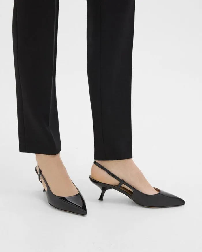 Shoes Women Theory Micro Slingback Pump In Patent Leather Black
