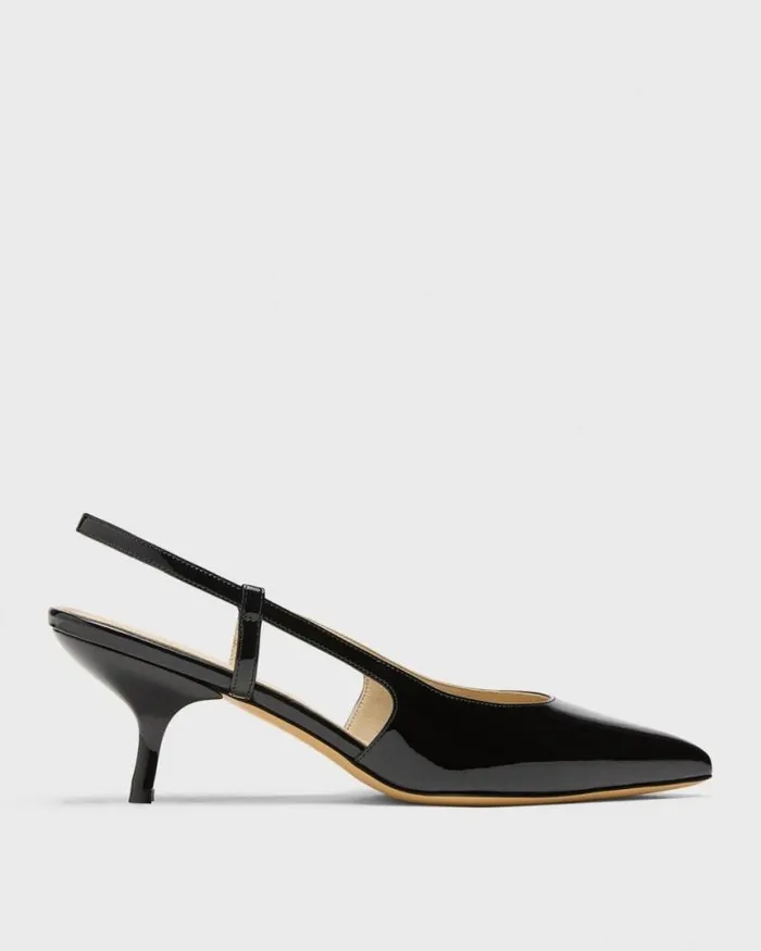 Shoes Women Theory Micro Slingback Pump In Patent Leather Black
