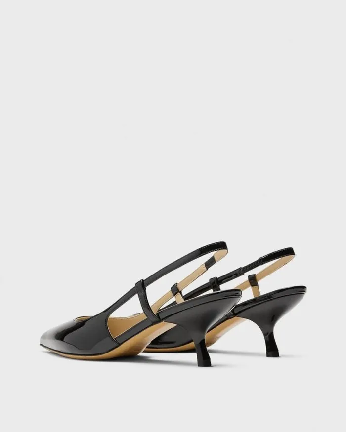 Shoes Women Theory Micro Slingback Pump In Patent Leather Black