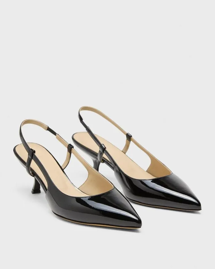 Shoes Women Theory Micro Slingback Pump In Patent Leather Black