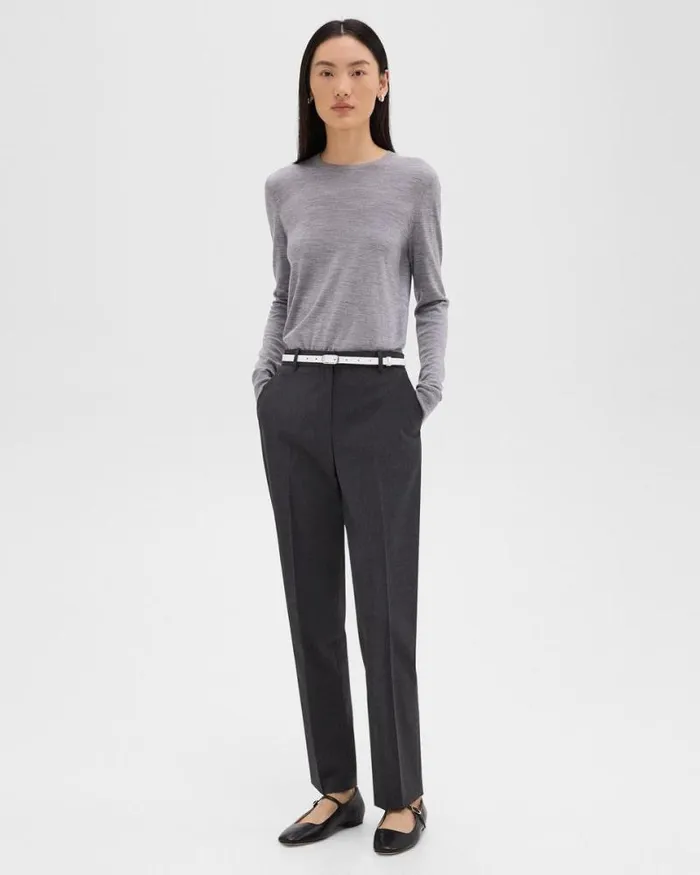 Shoes Women Theory Skinny Oblong Belt In Leather White