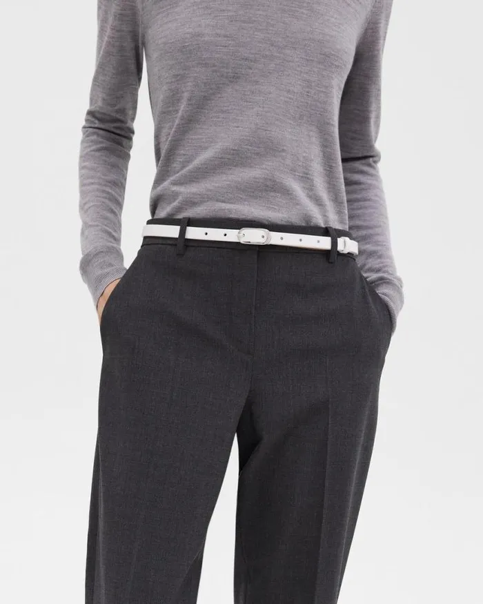 Shoes Women Theory Skinny Oblong Belt In Leather White Shoes Women Theory Skinny Oblong Belt In Leather White
