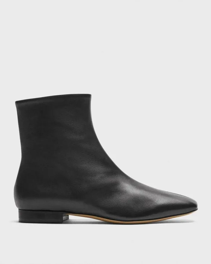 Shoes Women Theory Zip Bootie In Leather Black