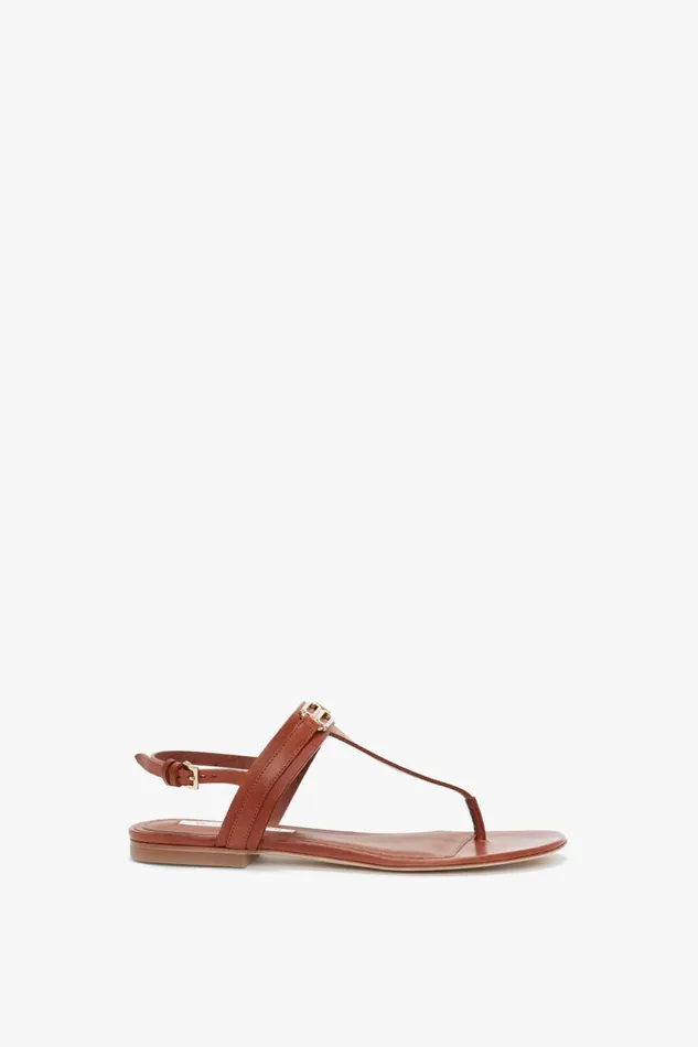 Shoes Women Victoria Beckham Flat Chain Sandal In Tan Leather
