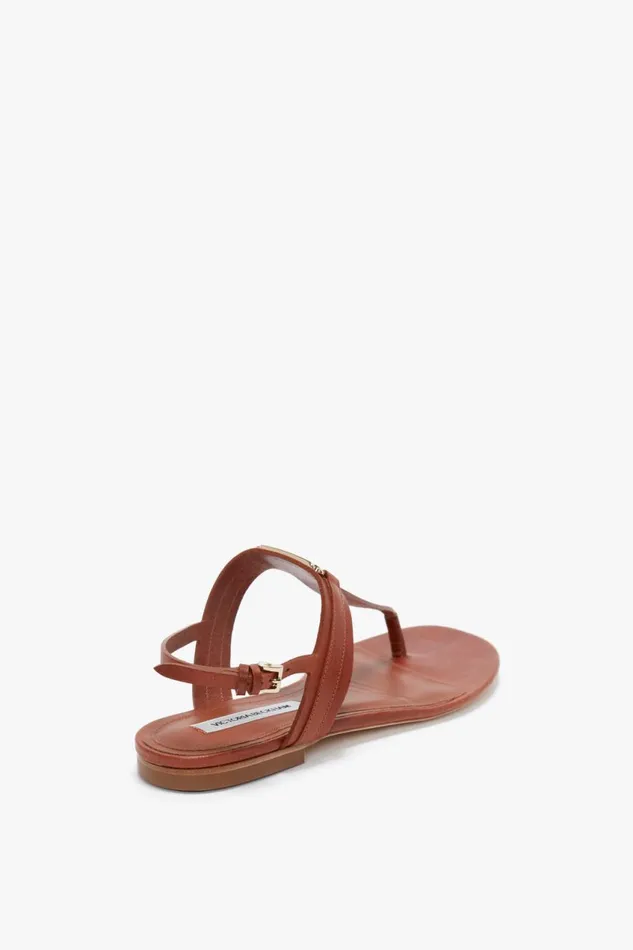 Shoes Women Victoria Beckham Flat Chain Sandal In Tan Leather