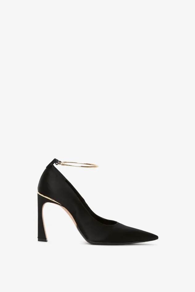 Shoes Women Victoria Beckham Pointy Toe Pump In Black Satin
