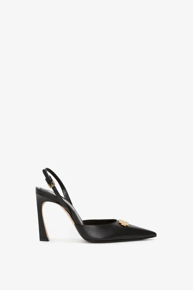 Shoes Women Victoria Beckham Pointy Toe Sling Back In Black Calf