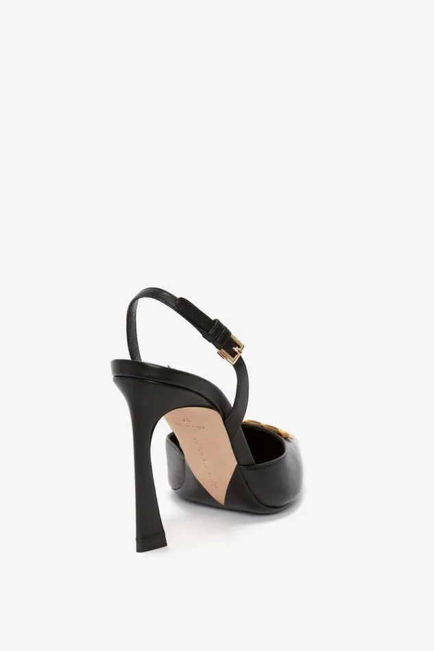 Shoes Women Victoria Beckham Pointy Toe Sling Back In Black Calf Shoes Women Victoria Beckham Pointy Toe Sling Back In Black Calf