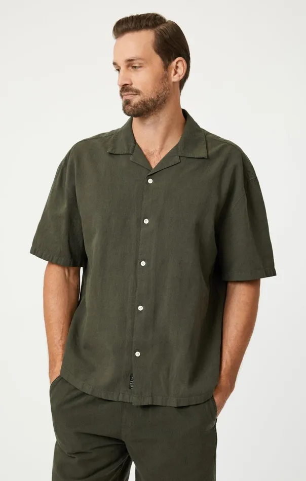 Short Sleeve ButtonUp Shirt In Asphalt Men Mavi Jeans TShirts