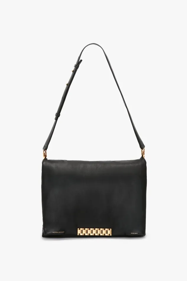 Shoulder Bags Women Victoria Beckham Puffy Jumbo Chain Pouch In Black Leather