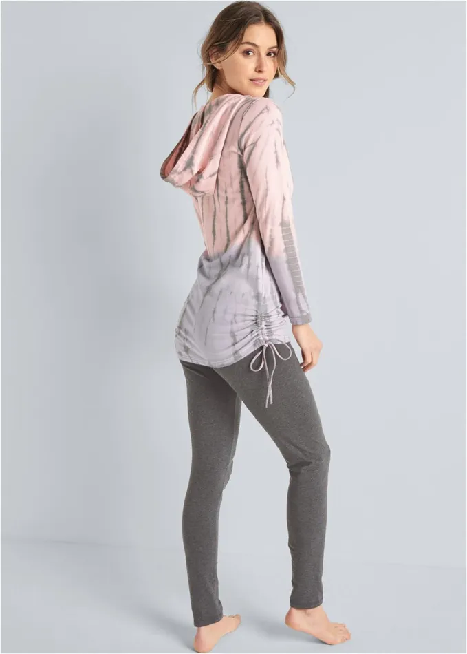 SIDE TIE TUNIC SWEATSHIRT Pink Multi Women VENUS Sweatshirts and Hoodies