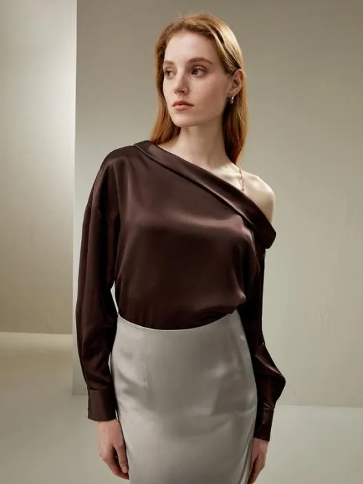 Silk Chic OneShoulder Top Women Blouses Lilysilk Shirts