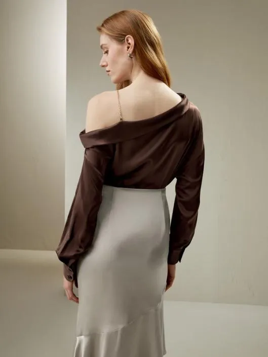 Silk Chic OneShoulder Top Women Blouses Lilysilk Shirts