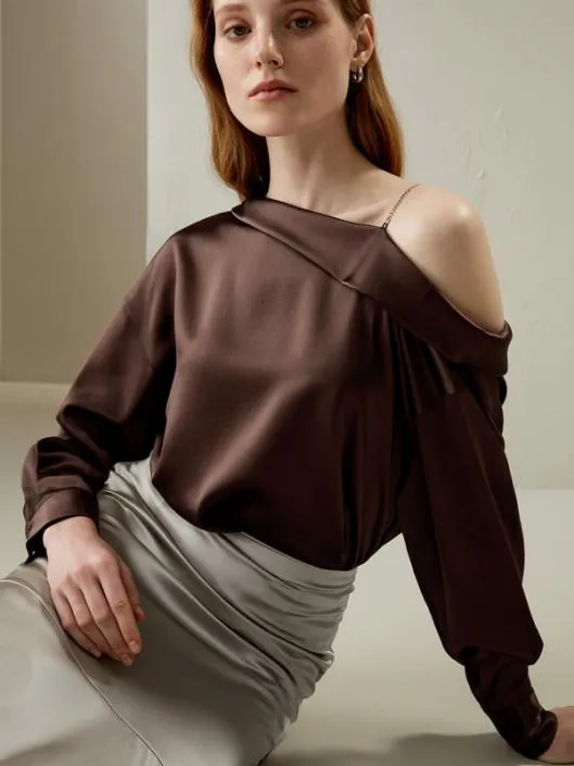 Silk Chic OneShoulder Top Women Blouses Lilysilk Shirts