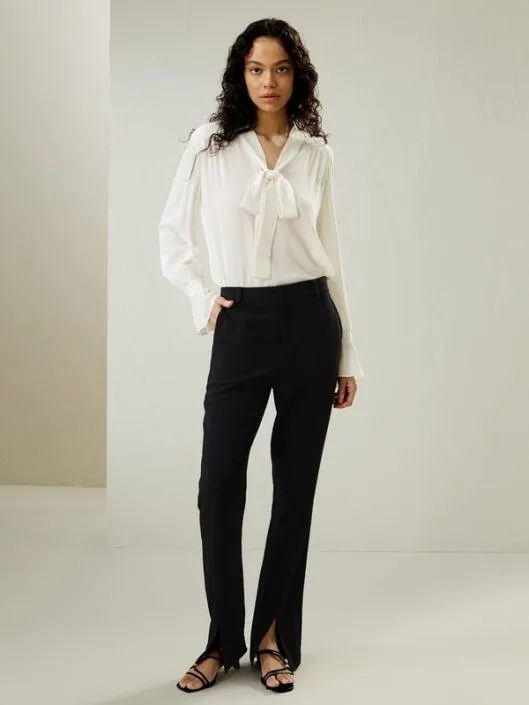 Silk Vneck Ribbon Blouse Women Blouses Lilysilk Shirts