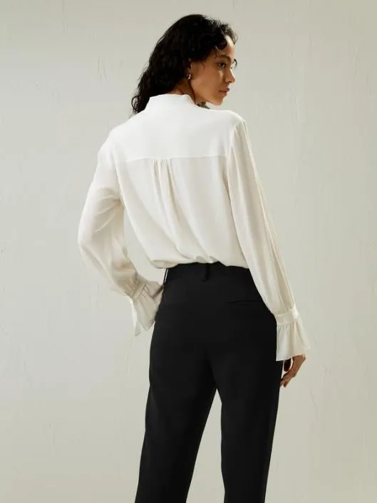 Silk Vneck Ribbon Blouse Women Blouses Lilysilk Shirts