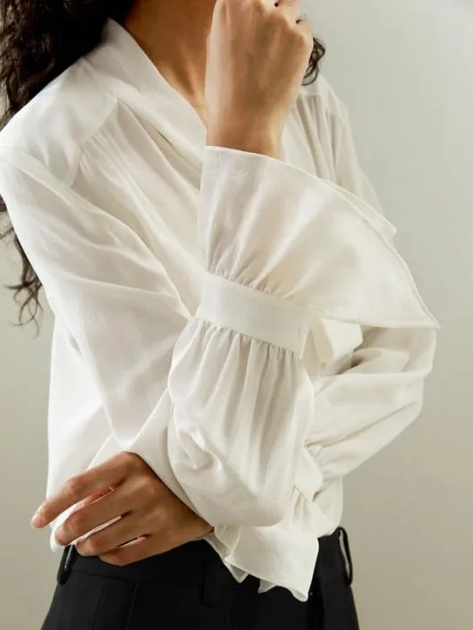 Silk Vneck Ribbon Blouse Women Blouses Lilysilk Shirts