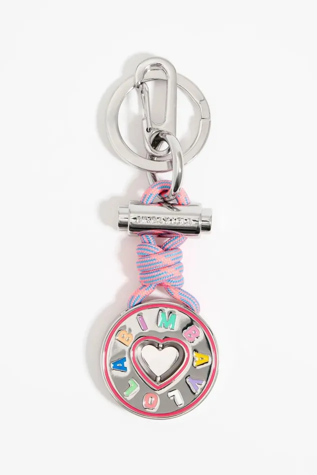Silver Heart Circular Key Ring Orange Women Bimba Y Lola Key Rings