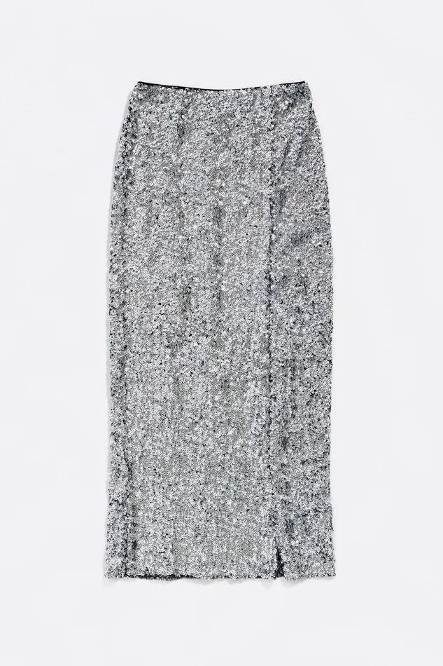 Silver Sequin Midi Skirt Silver Women Bimba Y Lola Party