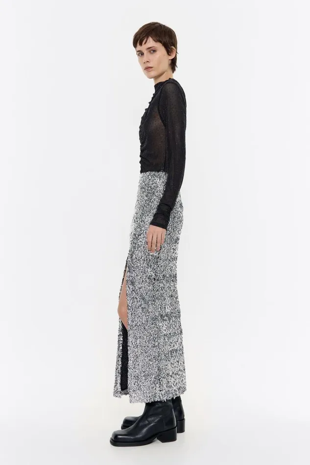 Silver Sequin Midi Skirt Silver Women Bimba Y Lola Party Silver Sequin Midi Skirt Silver Women Bimba Y Lola Party