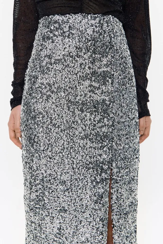 Silver Sequin Midi Skirt Silver Women Bimba Y Lola Party Silver Sequin Midi Skirt Silver Women Bimba Y Lola Party