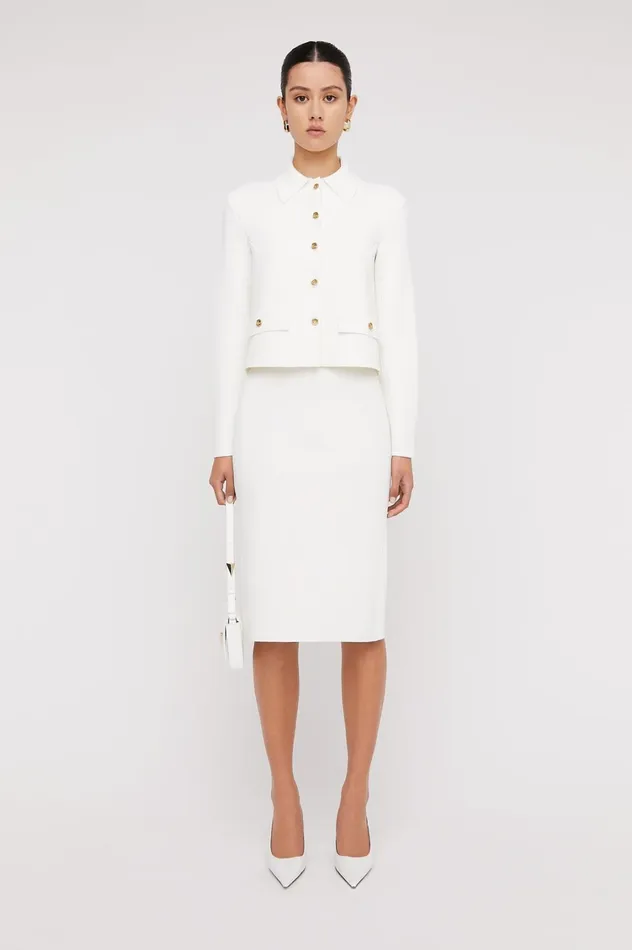 Skirts Women Scanlan Theodore CREPE KNIT PENCIL SKIRT Cream