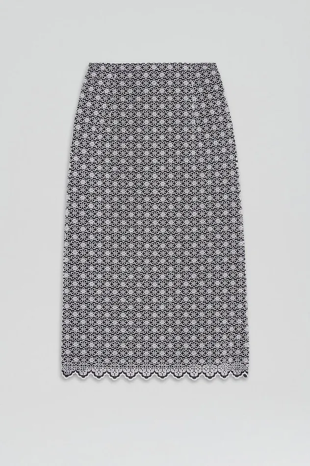 Skirts Women Scanlan Theodore EMBROIDERED FLORAL SKIRT Blackwhite Skirts Women Scanlan Theodore EMBROIDERED FLORAL SKIRT Blackwhite