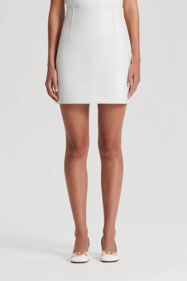Skirts Women Scanlan Theodore LEATHER BONDED MINI White Skirts Women Scanlan Theodore LEATHER BONDED MINI White